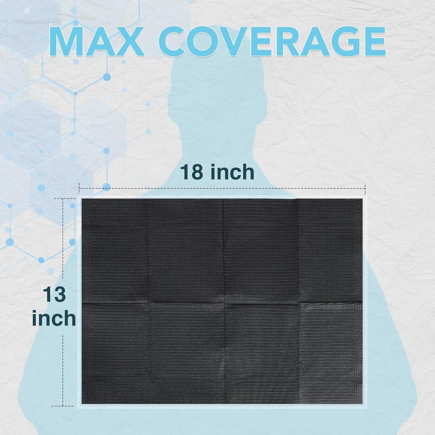 Disposable Dental Bibs 13″x18″ – 3 Ply Waterproof Tattoo Bib Sheet for Patients – Dentist or Medical Tray Cover and Nail Table Cover Supplies, Black thumbnail 2