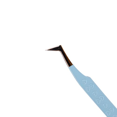 Fiber Tip Lash Tweezers, Precise Diamond Grip L-Shape Boot Volume Eyelash Extension Tweezers (Baby Blue) thumbnail 2