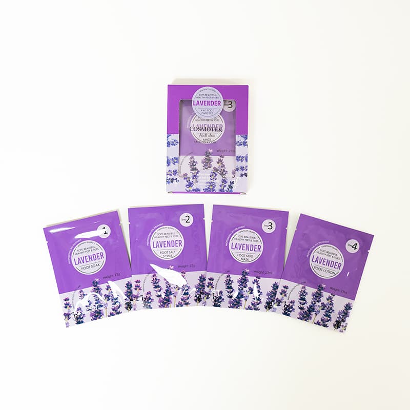 Lavender – Pedicure Kit Foot Soak Set With Bubble Salt, Sugar Scrub, Massage Mask, Massage Lotion In a Box 4 Step Foot Spa Kit For Dry Cracked Feet, Tired Feet