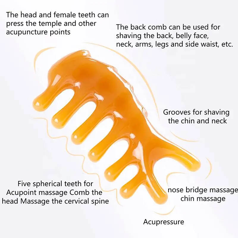 Scalp Massager Comb – Natural stone Wide Tooth Gua Sha Comb – Manual Head Scalp Massage Tool for Eye Nose Facial Neck Back Hand Foot and Legs Birthday Gifts for Women Men Mom thumbnail 3