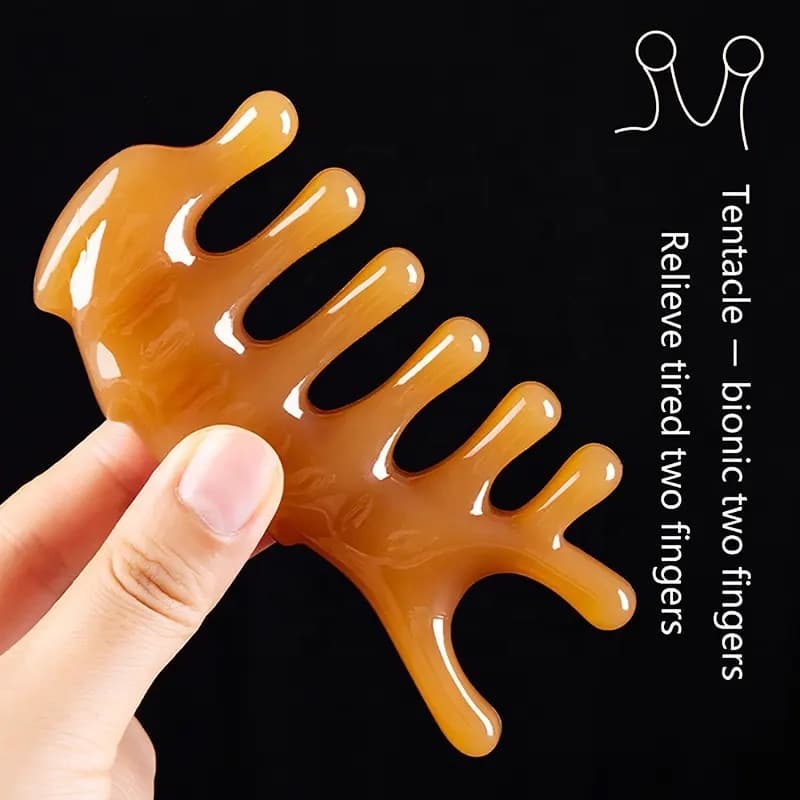 Scalp Massager Comb – Natural stone Wide Tooth Gua Sha Comb – Manual Head Scalp Massage Tool for Eye Nose Facial Neck Back Hand Foot and Legs Birthday Gifts for Women Men Mom thumbnail 2