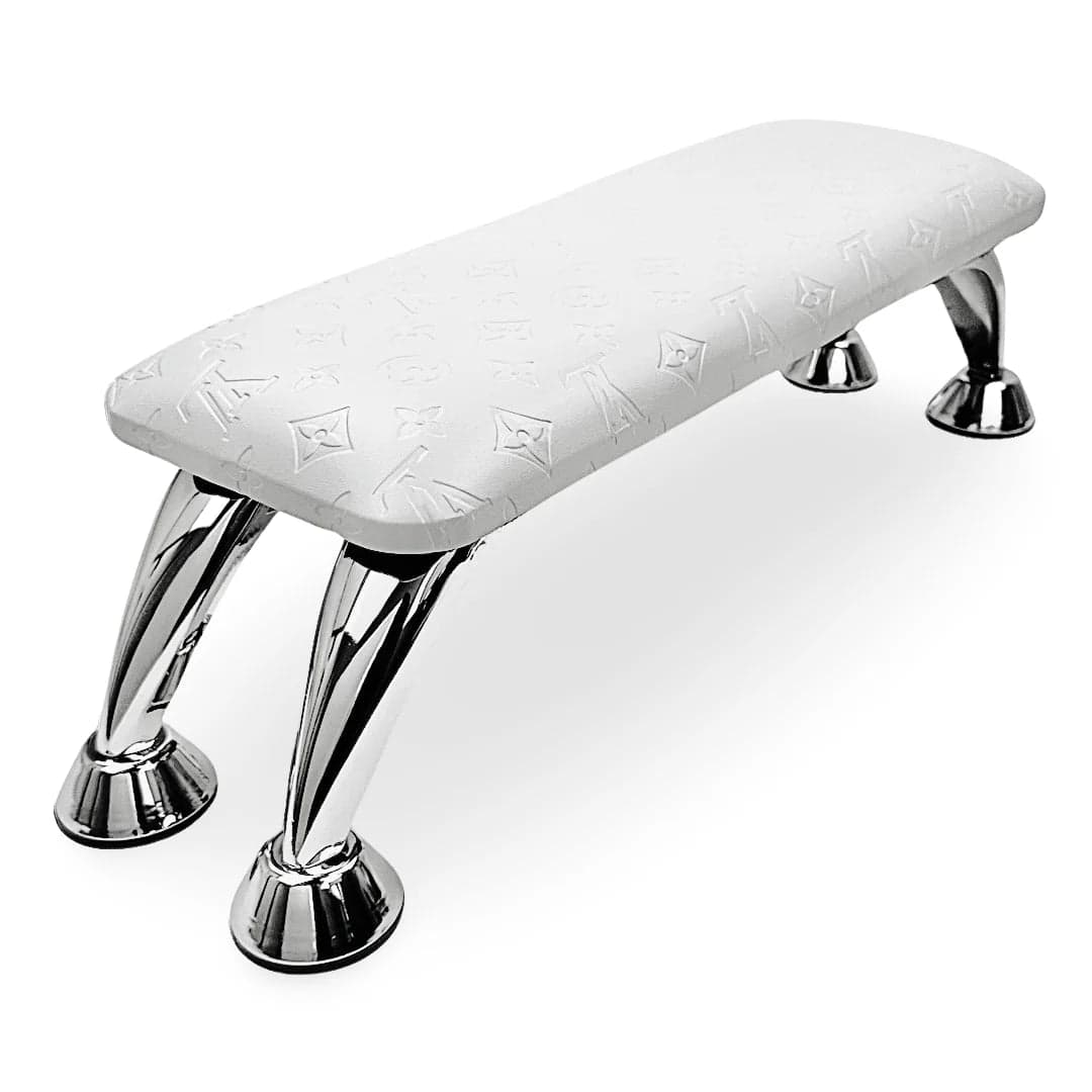 White embossed Manicure Armrest Hand rest with Leather Cushion Pillow