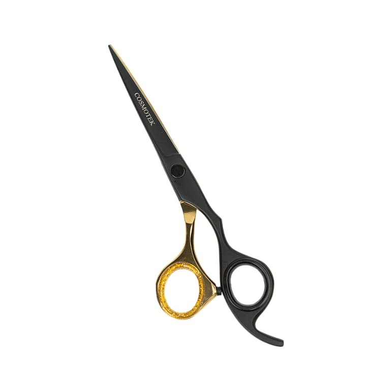 air Cutting Scissors Shears Professional Barber 6.5 inch Hairdressing Regular Scissor Salon Razor Edge Hair Cutting Shear Japanese 420 Stainless Steel with Detachable Finger Inserts (Black &amp; Gold)