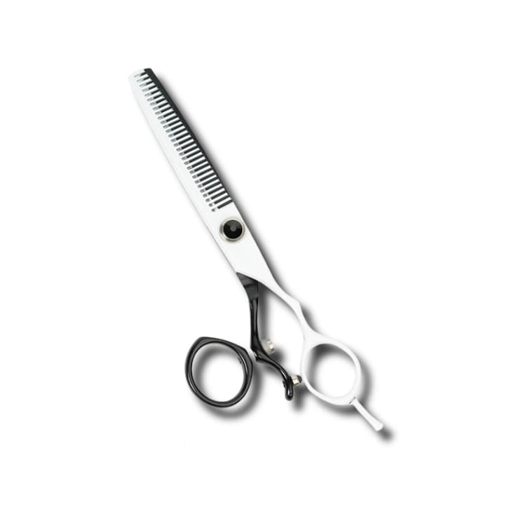 Professional Hair Scissors, Japanese 420 Stainless Steel-Barber Hair Cutting Texturizing Thinning Razor Edge Series Teeth Shears For Men/Women/Kids/Salon &amp; Home-6.5″ Overall Length (Black &amp; White)