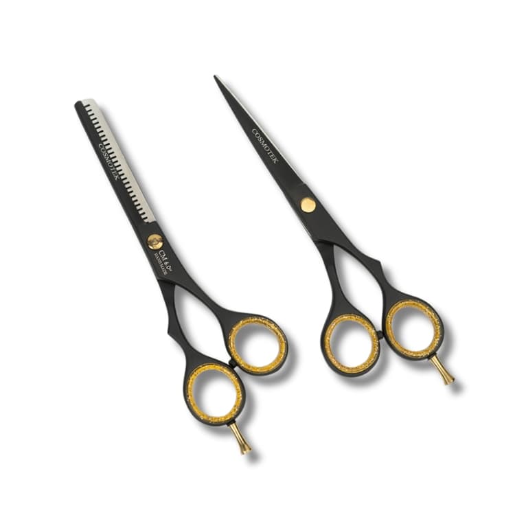 Professional Hair Cutting Scissors Set – Thinning/Texturizing Shears Set – 6.5” Overall Length, Razor Edge Barber Scissors For Men &amp; Women – Premium Shears For Salon &amp; Home Use ( Black )