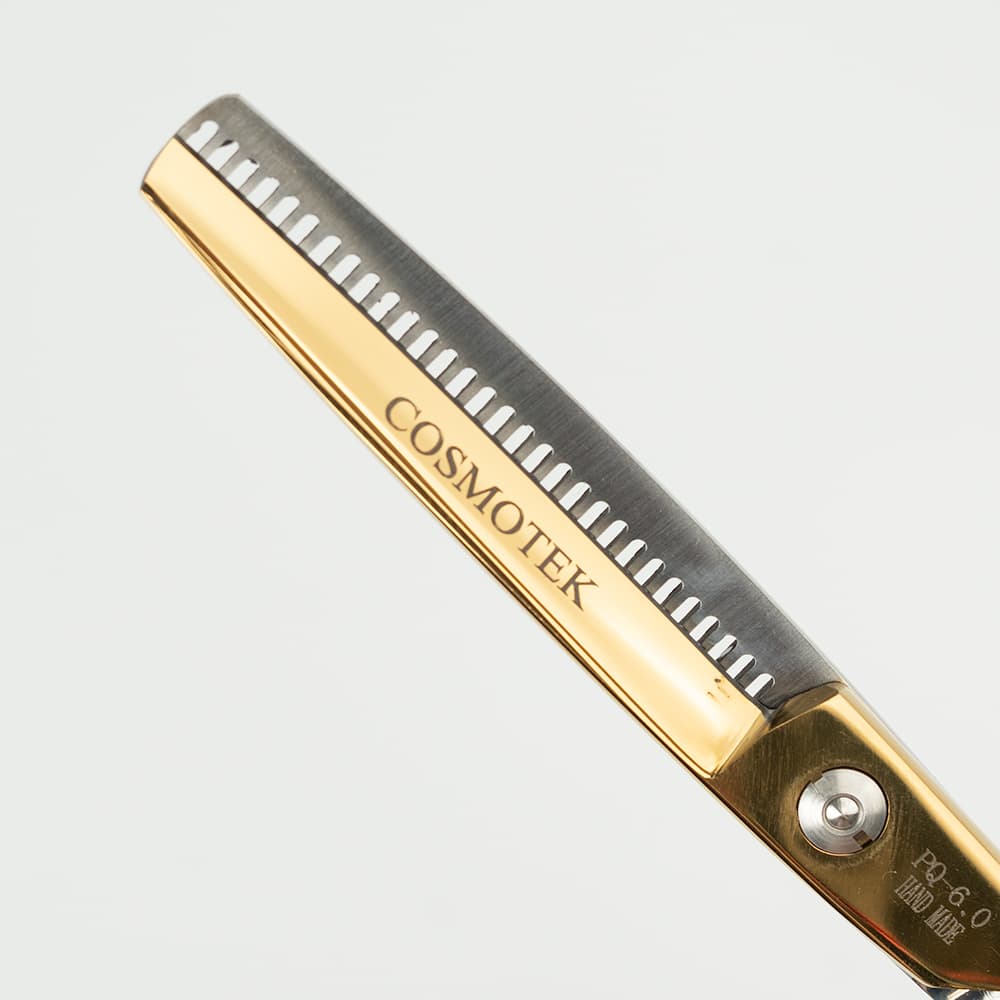 Professional Hair Scissors, Japanese 420 Stainless Steel-Barber Hair Cutting Texturizing Thinning Razor Edge Series Teeth Shears For Men/Women/Kids/Salon &amp; Home-6.5″ Overall Length ( Black &amp; Gold) thumbnail 2