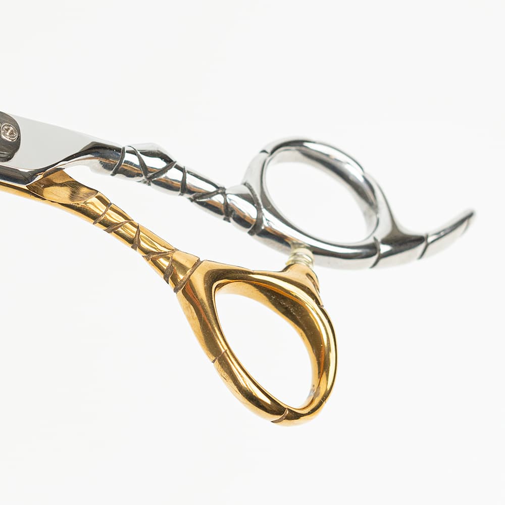 Professional Hair Thinning Shears Cutting Teeth Scissors,S 6.5″ Barber Blending Texturizing Shears Razor Edge Haircut Scissor for Women Men, Japanese 420C Stainless Steel for Home Salon Hairdressing (Silver &amp; Gold) – Buffalo design thumbnail 2