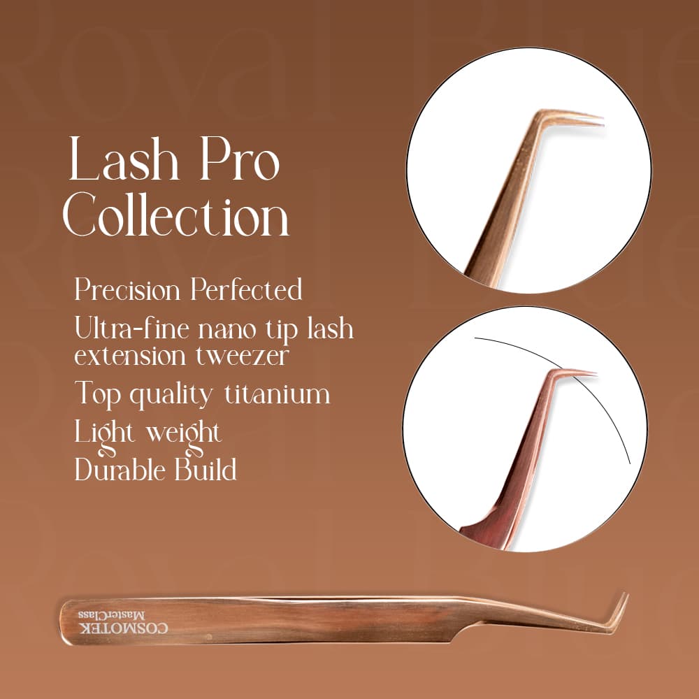 Lash Tweezers for Eyelash Extensions,90 Degree Tweezers Eyelash Extension for Volume Lashes Make Fans,Stainless Steel Fiber Tip Eyelash Extension Tweezers – ROSE GOLD thumbnail 4