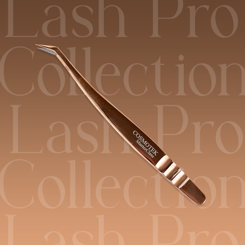Lash Tweezers For Eyelash Extensions 45 Degrees Tweezers For Making Volume And Classic Fans 1 PCS Professional Individual Lashes Tweezer Metal Gold thumbnail 2