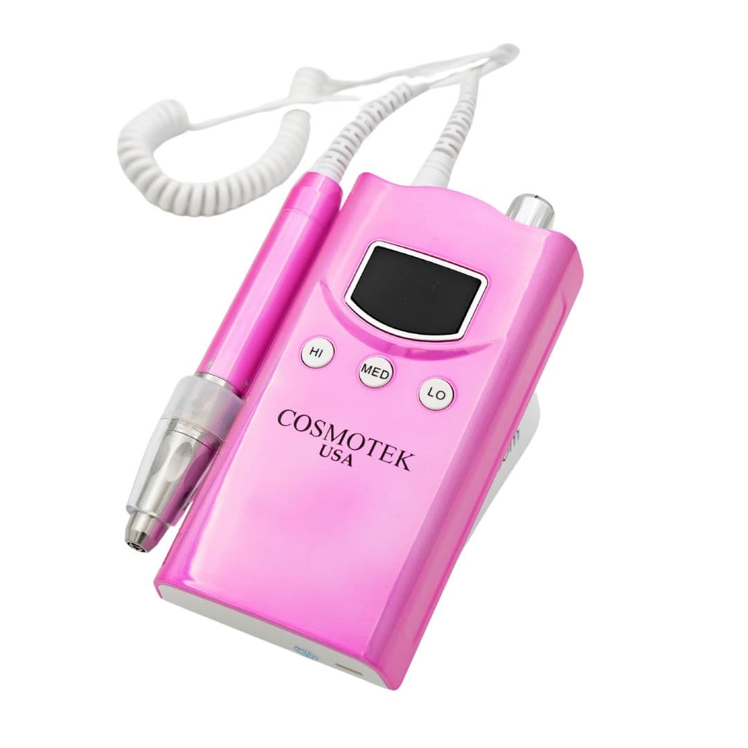 Cosmotek 2-in-1 Smart Brushless Nail Drill Machine – 35K RPM | Quiet, Ultra Smooth, Vibration-Free | Portable &amp; Desktop E-File with Smart Charging Docking System – Gradient Pink