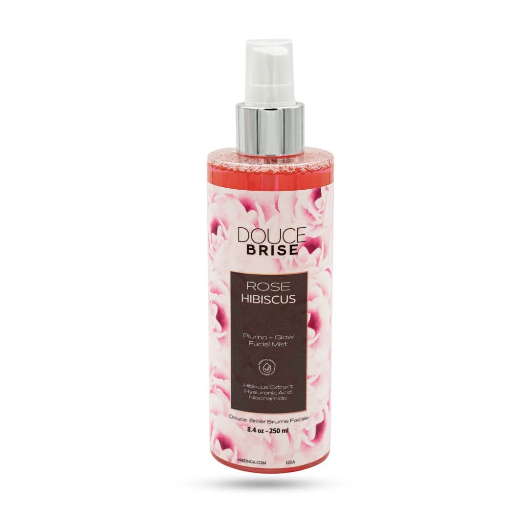 Douce Brise Plump + Glow Hibiscus Facial Mist – Refreshing Hydration Spray with Rose Extract, Niacinamide &amp; Hyaluronic Acid – Hydrating Face Toner, Makeup Setting Spray &amp; Daytime Refresher for Glowing Skin (250ml)