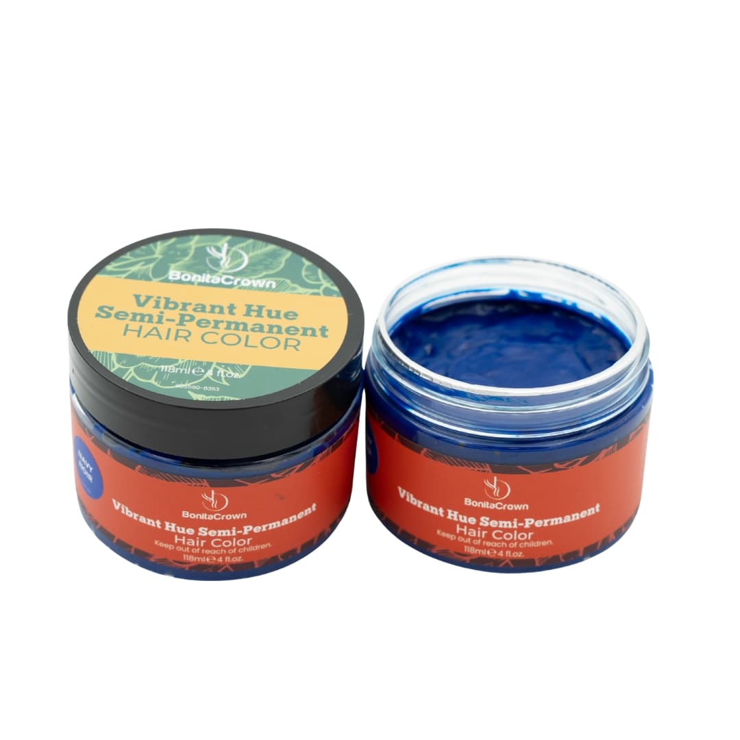 Navy Noir Semi-Permanent Hair Color – BonitaCrown 4oz – Navy Blue Hair Dye with Nourishing Oils, Ammonia-Free &amp; Fade-Resistant – Vibrant Long-Lasting Formula for Professional or At-Home Use (Blue-Black Shade)