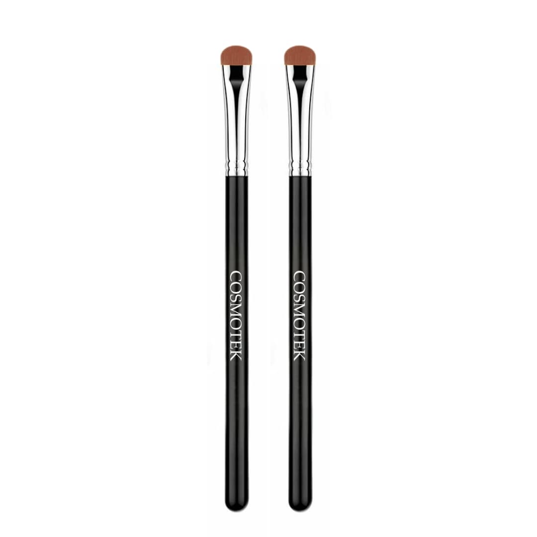 2 Brushes – Cosmotek Flat Eyeshadow Brush – Precision Packing Brush for Shimmer &amp; Matte Shadows – Soft Synthetic Bristles for Blending, Detailing &amp; Cut Crease (2 Pack)