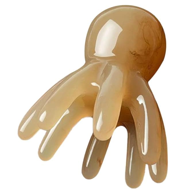Light Brown Resin Scalp Comb – Octopus Brush Portable Hair Tool for Scalp Care and Relaxation – Scalp Massager &amp; Detangler