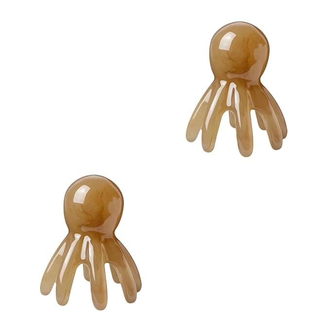 2Pcs Light Brown Resin Scalp Comb – Octopus Brush Portable Hair Tool for Scalp Care and Relaxation – Scalp Massager &amp; Detangler (2 Pack)