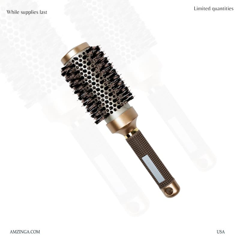 Round Hair Brush with Boar Bristle – Ionic Tech Ceramic Professional Barrel Brush for Blow Drying, Curling &amp; Styling (2.9 Inch) – Anti-Static, Frizz Control, Volumizing for All Hair Types