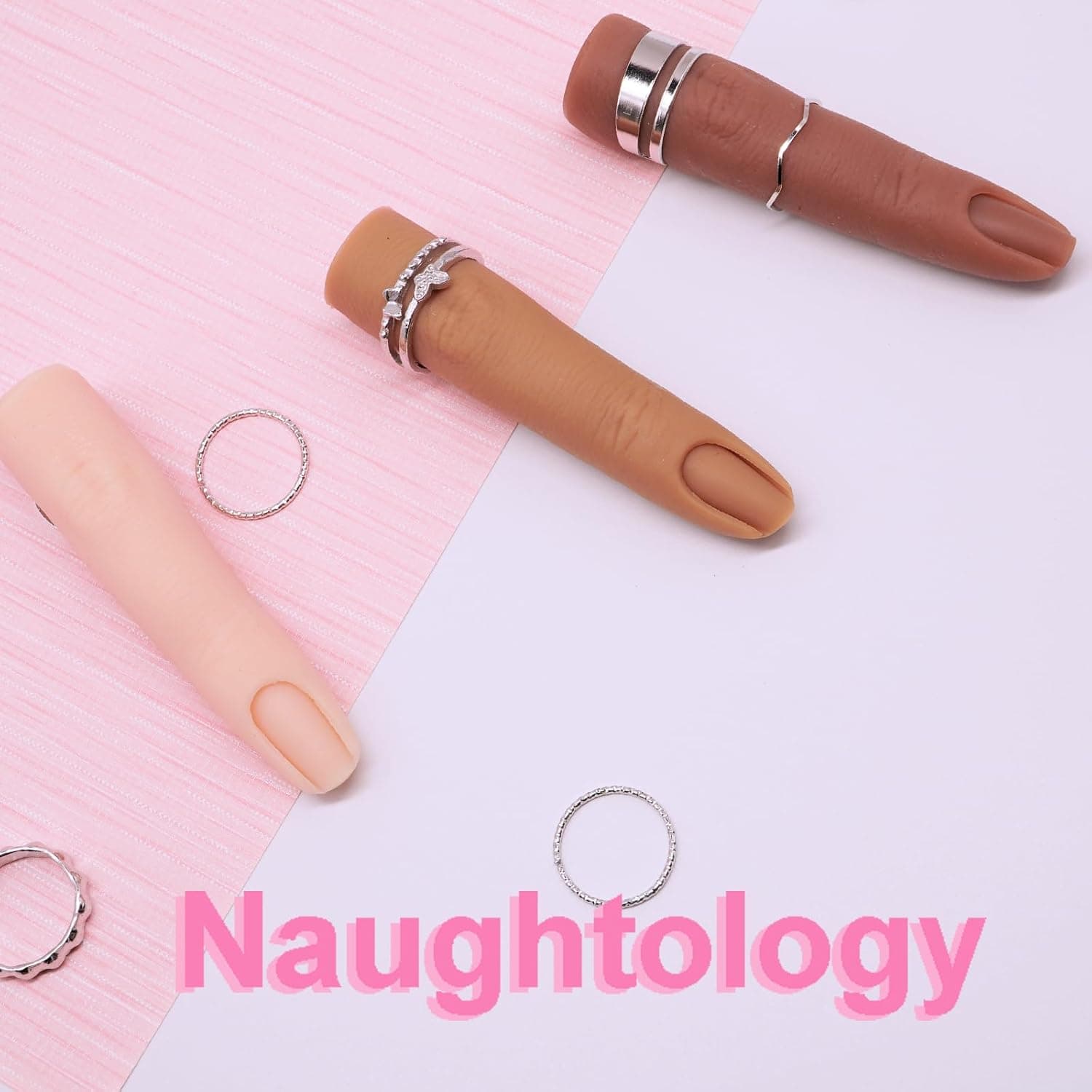 Silicon Fake Finger Nail Art Practice Model, Reusable Flexible Wire Core Training Finger for Acrylic Gel Nail Practice, Bendable Mannequin Hand Finger for Nail Tech Students &amp; Beginners, Silicone Practice Finger for DIY Manicure Training, Nail Art Demonstration Tool for Salon Professionals