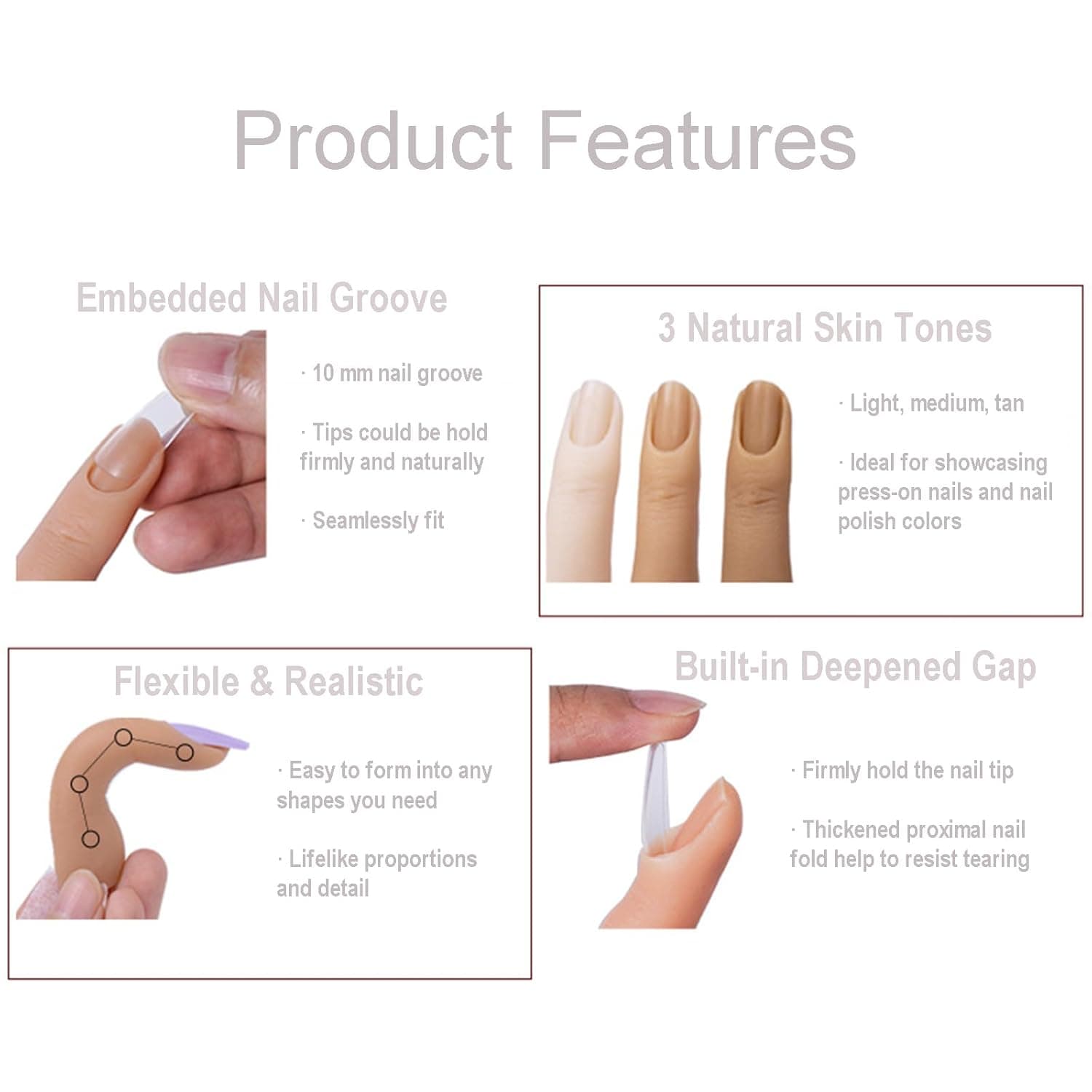Silicon Fake Finger Nail Art Practice Model, Reusable Flexible Wire Core Training Finger for Acrylic Gel Nail Practice, Bendable Mannequin Hand Finger for Nail Tech Students &amp; Beginners, Silicone Practice Finger for DIY Manicure Training, Nail Art Demonstration Tool for Salon Professionals thumbnail 4