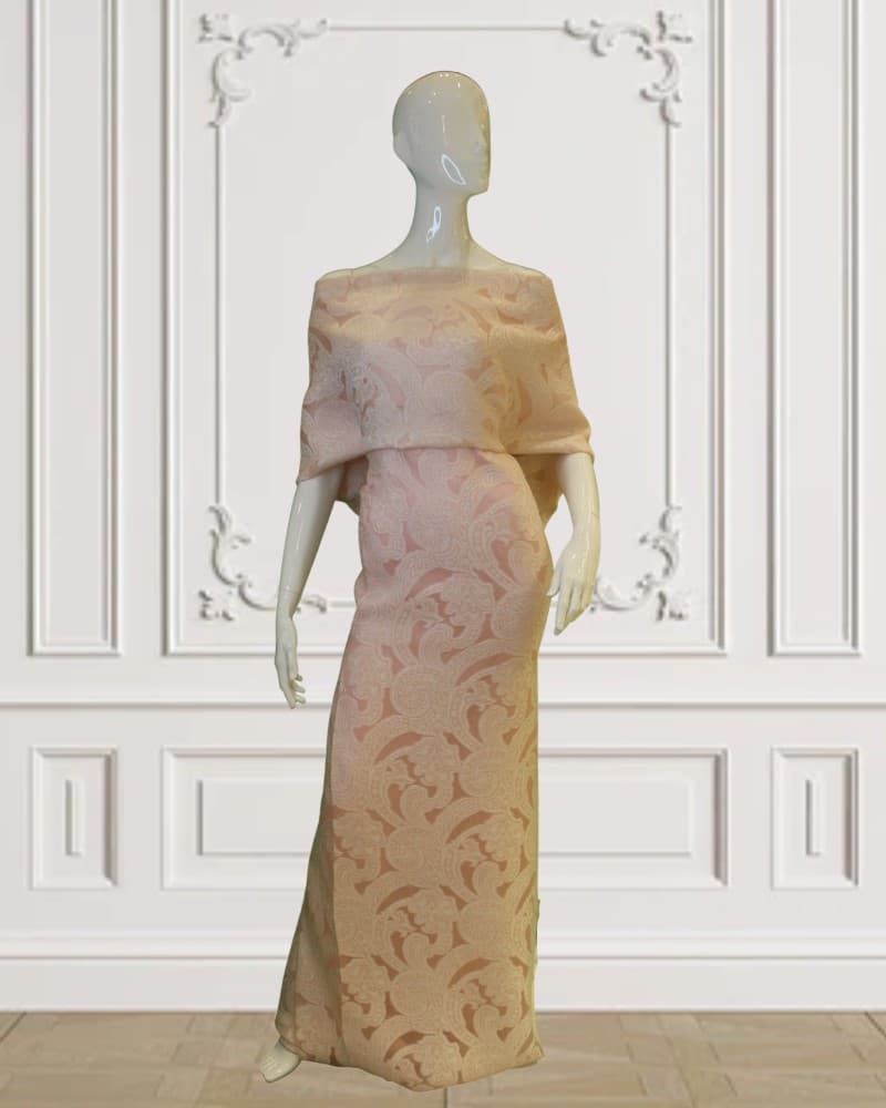 Italian Brocade Silk – Peach thumbnail 3