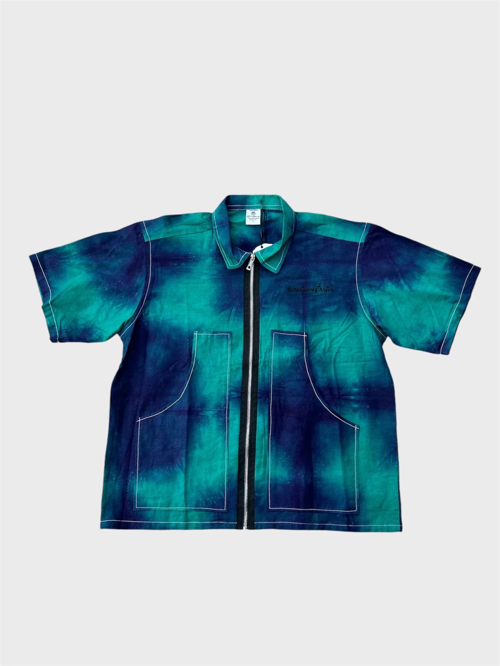 Blue Cyan Blue zipper shirt