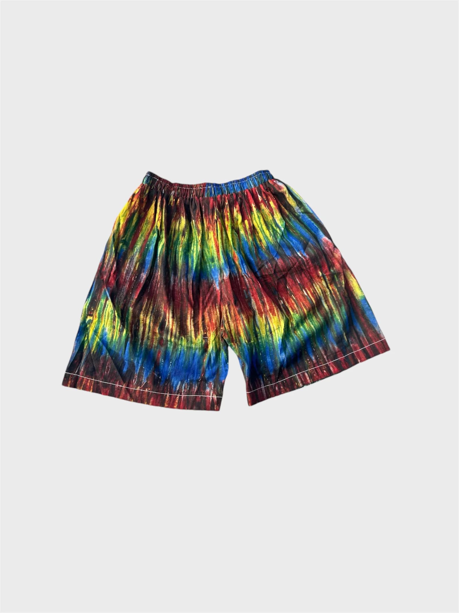 Striped Yellow And Blue/ Red Wine And Blue Elastic Waistband Short thumbnail 2