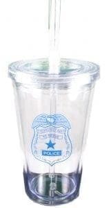 Police Travel Mug with Lid and Straw