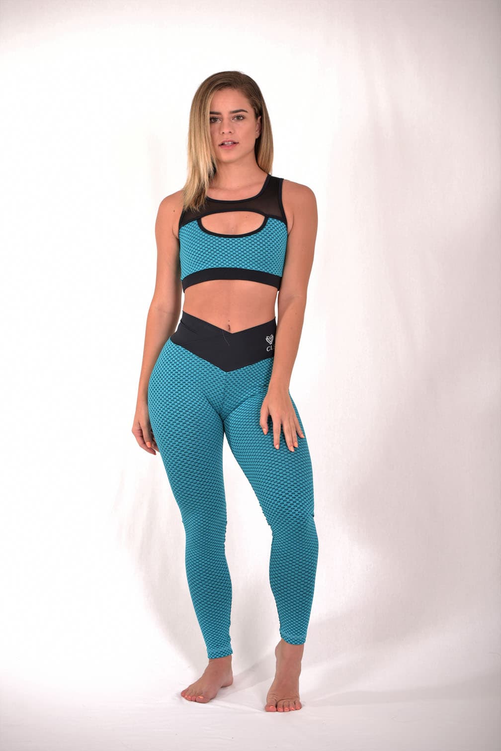NC Geo Textured Catherine Mesh Top