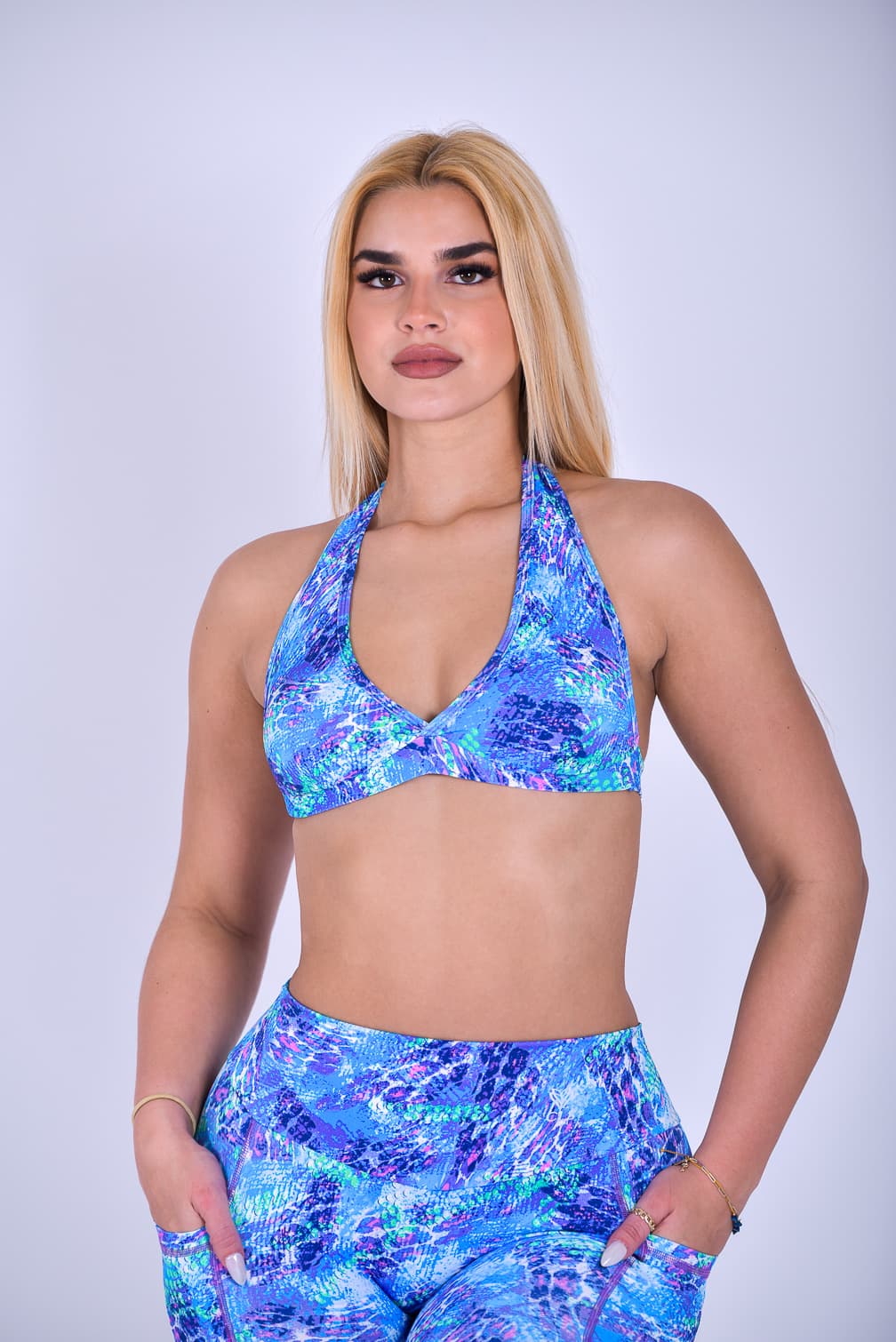 NC Isla Halter Top Blue Jungle thumbnail 4