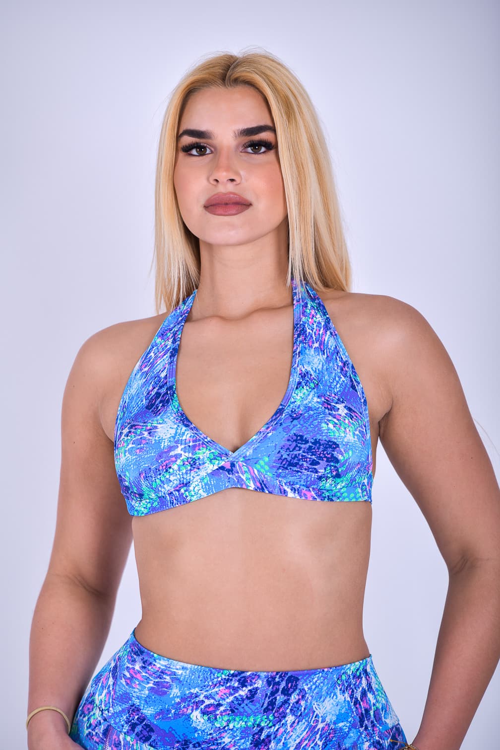 NC Isla Halter Top Blue Jungle