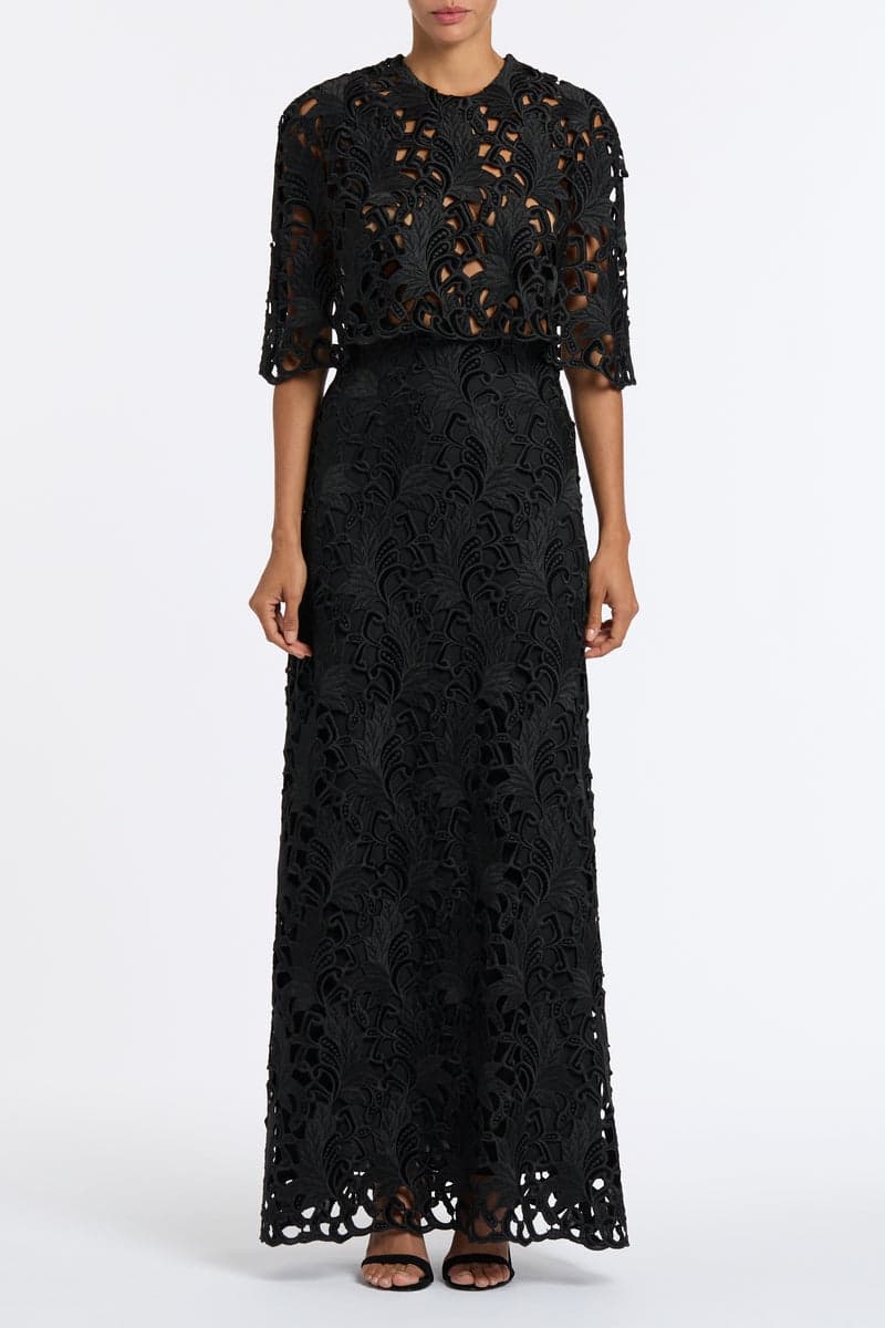 Black Embroidered Velvet Gown thumbnail 2