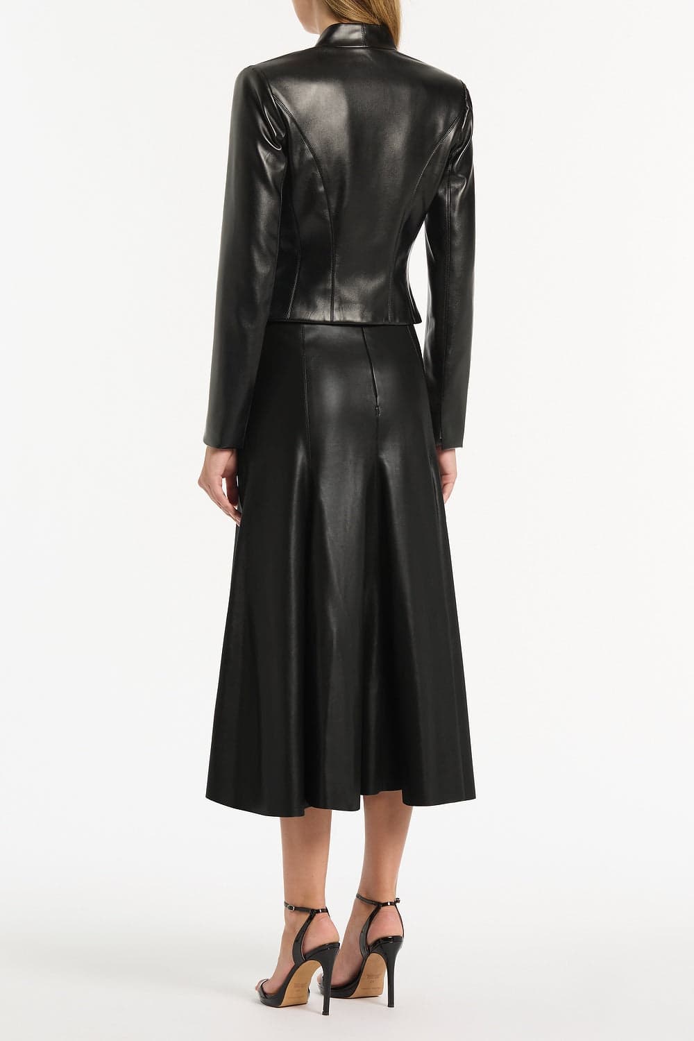 Black Faux Leather Flounce Skirt thumbnail 3