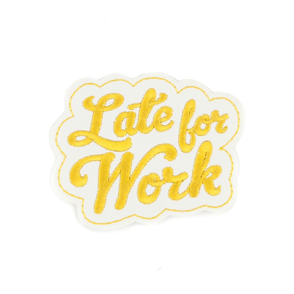 White & Gold Late for Work Patch