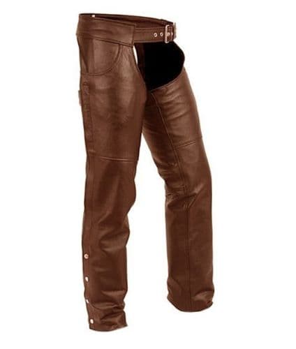 Men Leather Chap Motorcycle Riding Brown