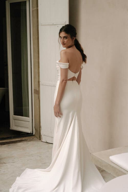 Alena Leena Kerria <br>Off-Shoulder Floral Appliqué A-Line Wedding Dress thumbnail 2