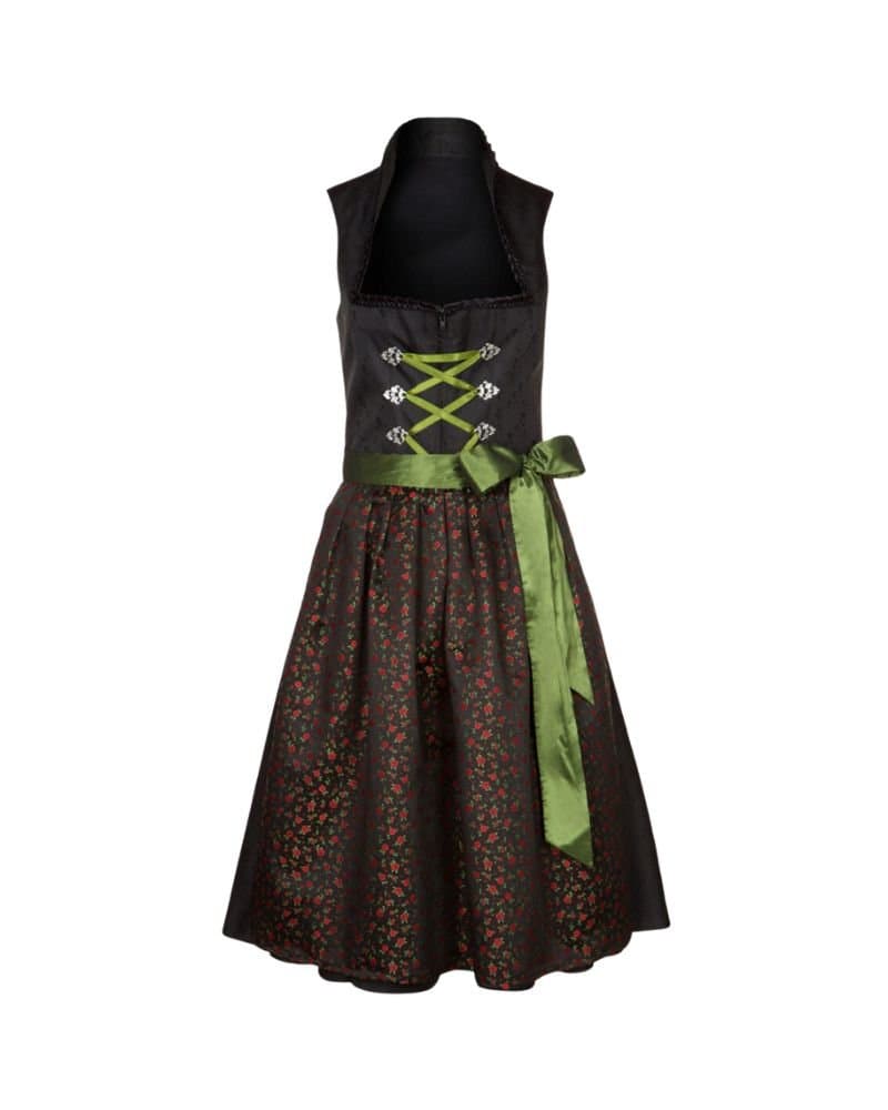 Altötting – Black & Cherry Red Floral Midi Dirndl
