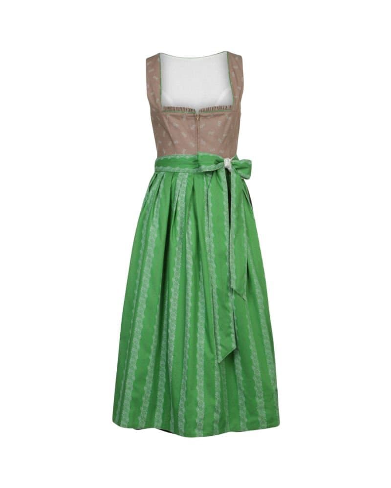 Taupe & Apple Green Striped Traditional Dirndl Dress