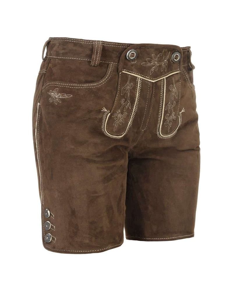 Freising Mocha Earth Women’s Lederhosen – Premium Bavarian Suede Short