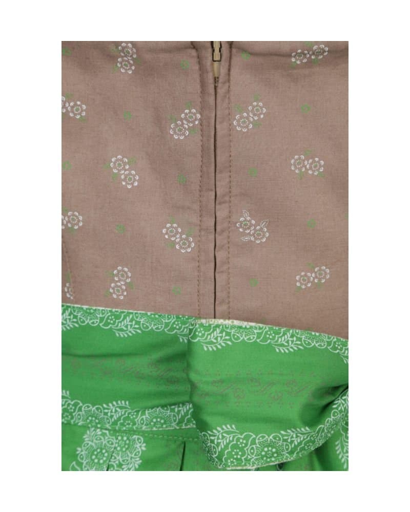Taupe & Apple Green Striped Traditional Dirndl Dress thumbnail 2