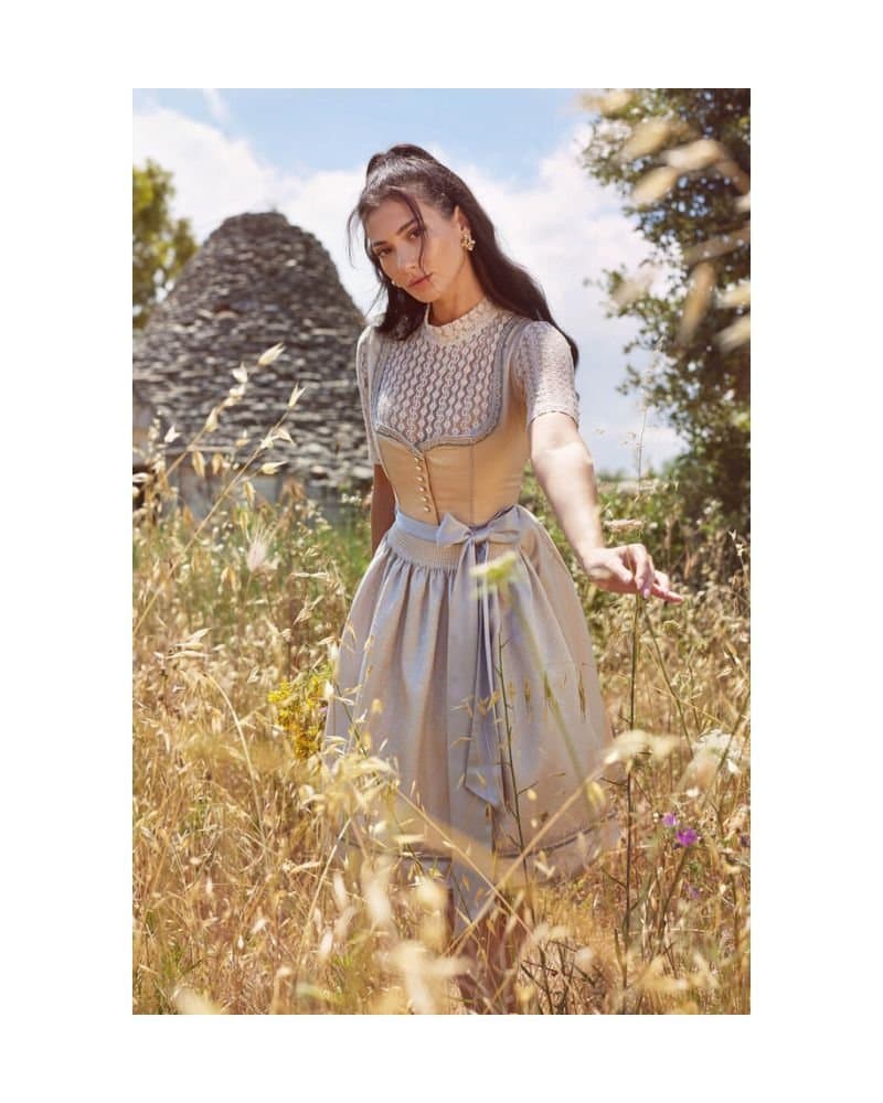 Pale Gold & Silver Satin Bow Mini Dirndl thumbnail 2