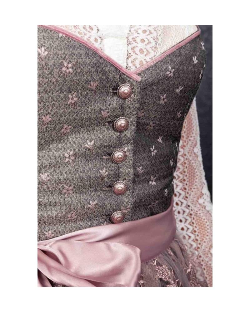Dusty Rose & Cocoa Lace Embroidered Midi Dirndl thumbnail 2