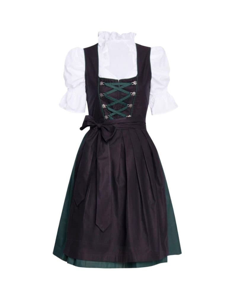 Blackberry & Pine Green Laced Midi Dirndl