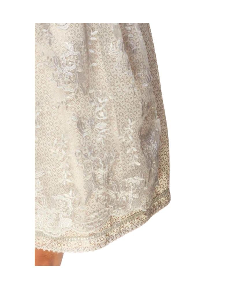 Champagne Beige Lace Overlay Mini Dirndl Dress thumbnail 4
