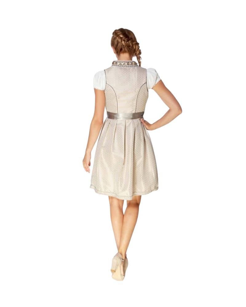Champagne Beige Lace Overlay Mini Dirndl Dress thumbnail 2