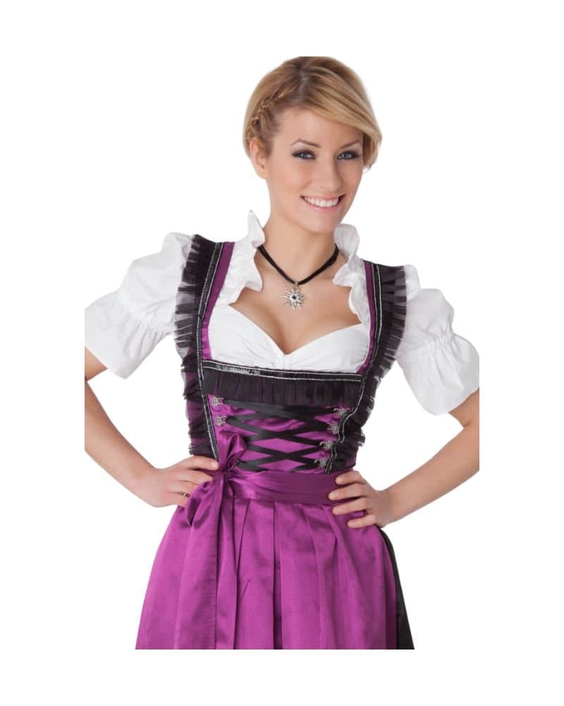 Black & Magenta Satin Lace-Up Dirndl Dress thumbnail 2