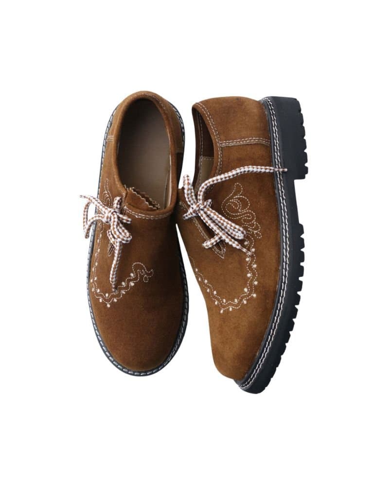Bavarian Camel Brown Lederhosen Shoes with Embroidery thumbnail 3
