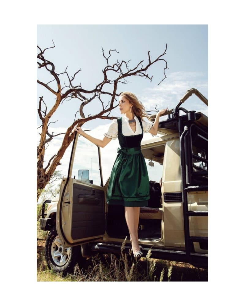 Emerald Green Velvet Bodice Mini Dirndl