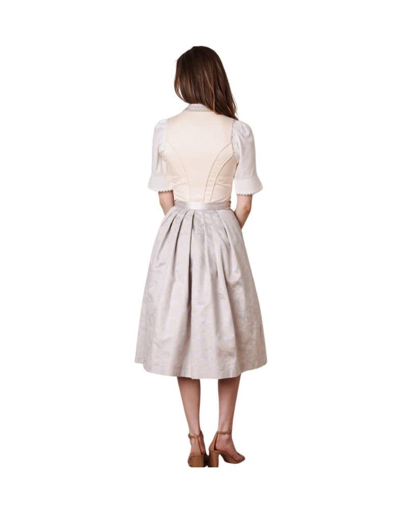 Arabella – Pearl White & Soft Taupe Lace Dirndl thumbnail 4