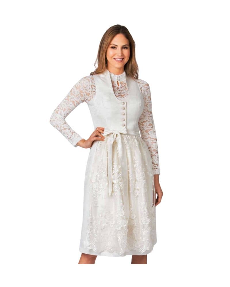 Freya – Moonlight Ivory Buttoned Midi Dirndl
