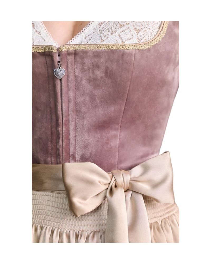 Heidelinde – Taupe & Champagne Velvet Dirndl thumbnail 4