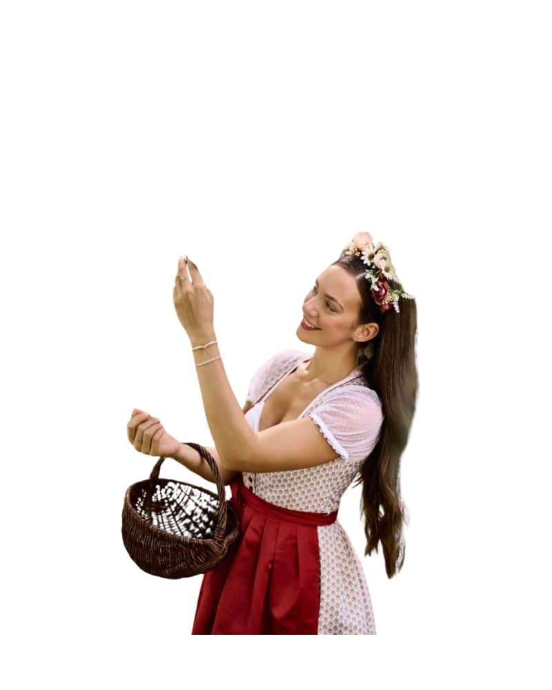 Rosalinde – Ruby Red & Ivory Patterned Dirndl thumbnail 4